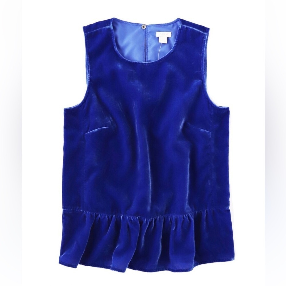 J.Crew Classic  - Women's 0 - Royal Blue Velvet Peplum Tank Top